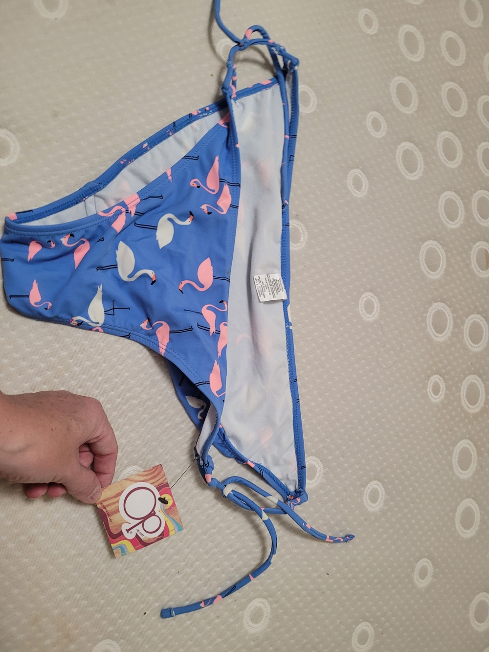 OP Blue Flamingo Tie-Side Bikini Bottoms